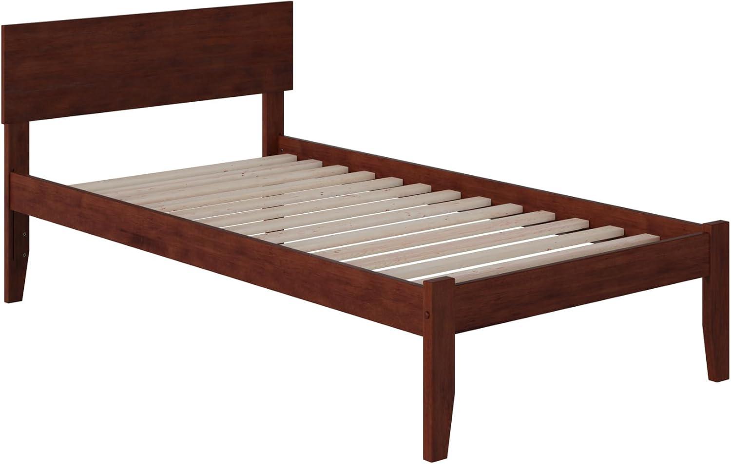 AFI Furnishings Orlando Twin Extra Long Platform Bed with Open Footboard and Turbo Charger in Walnut