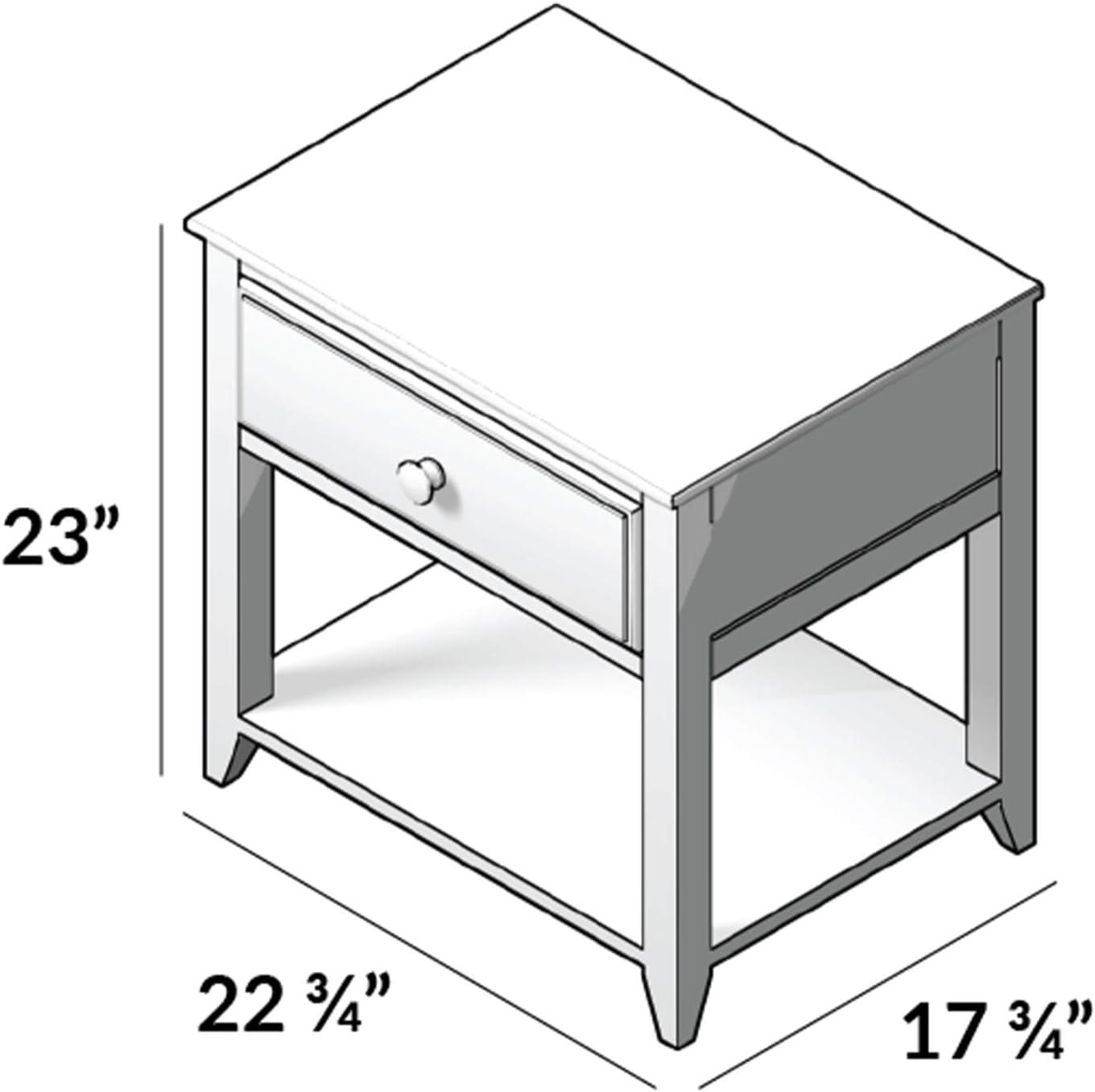 Max & Lily Nightstand with Storage Drawer, Small Solid Wood Bedside, Side Tables for Bedroom