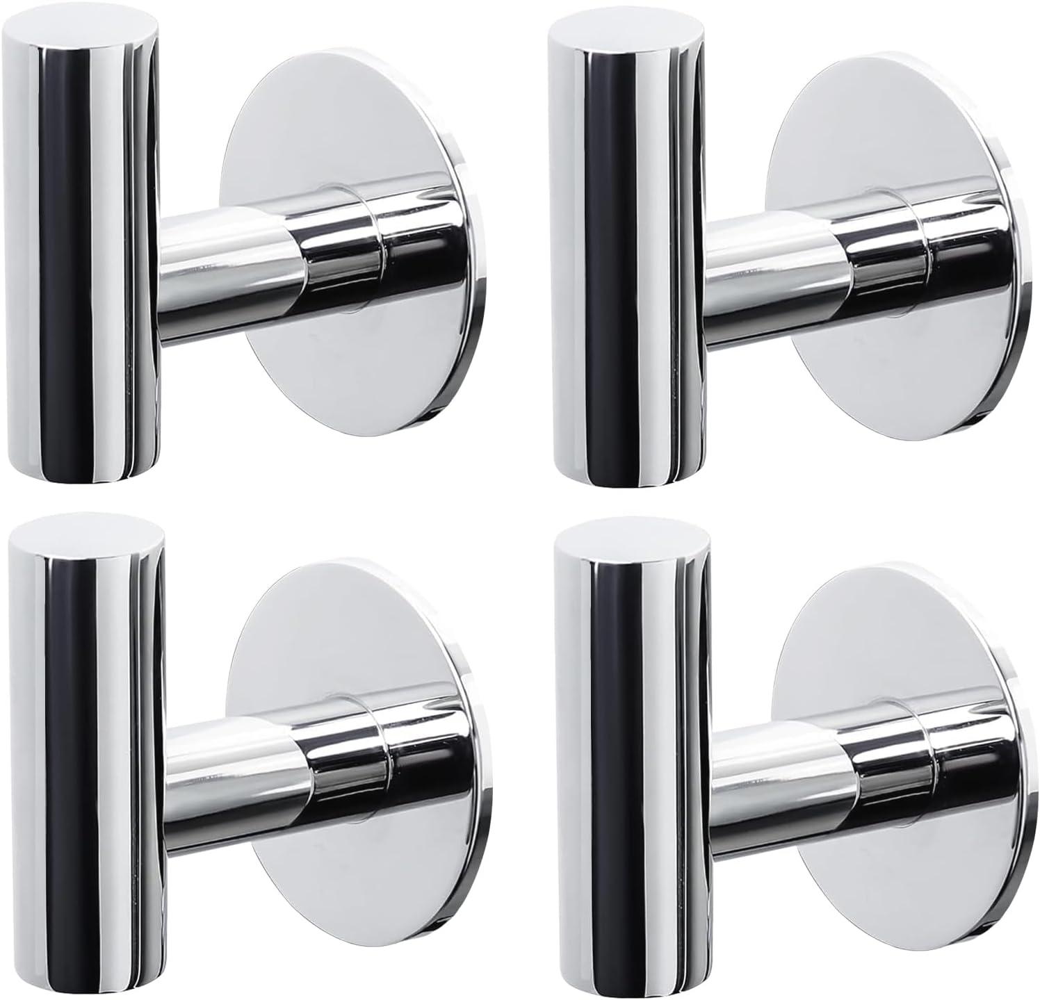 Bathroom Stainless Steel Towel Hooks Wall Mounted 4-Pack