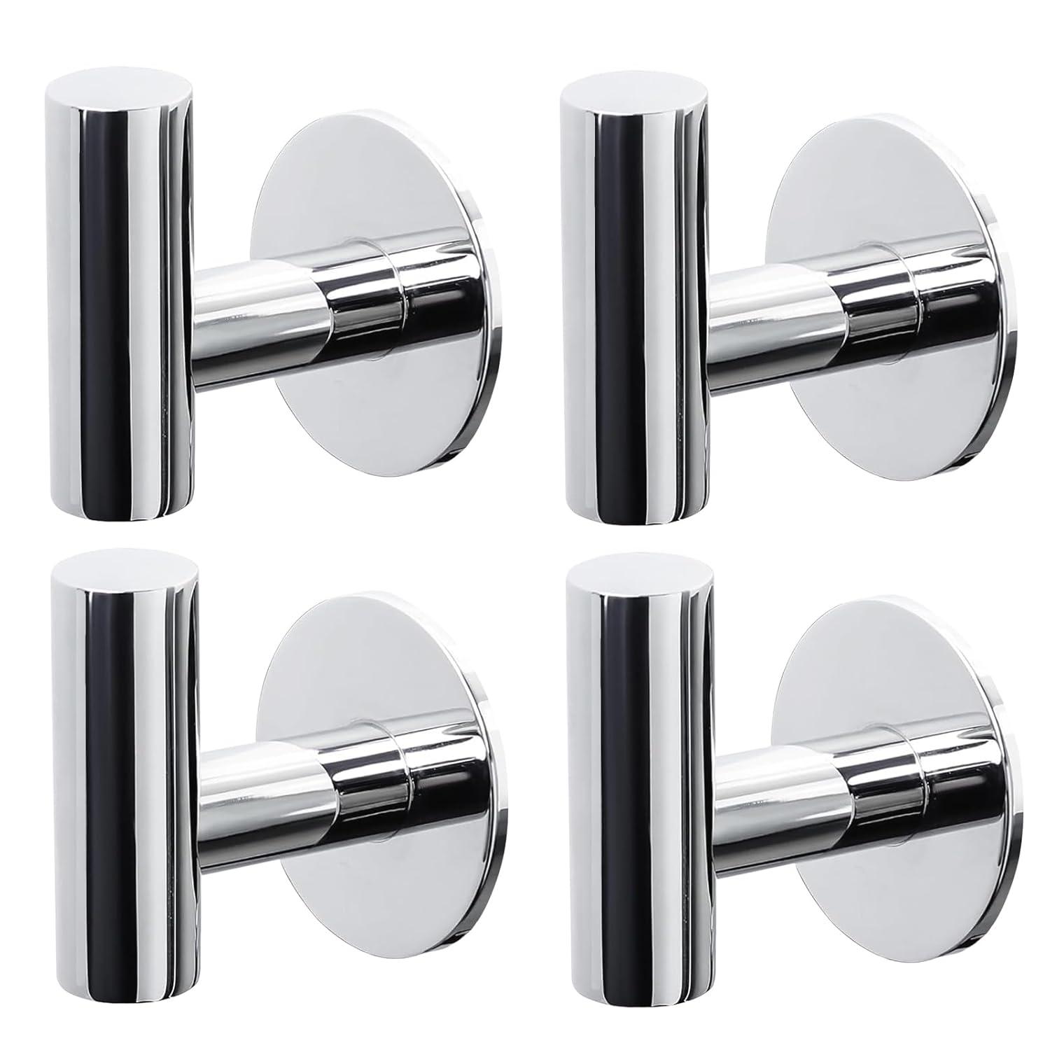 Bathroom Stainless Steel Towel Hooks Wall Mounted 4-Pack