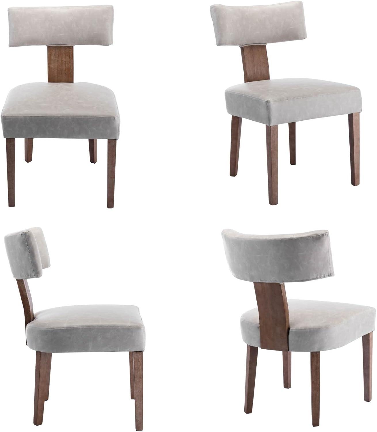 Loon Peak® Mid Century Modern Dining Chairs Set Of 2, Farmhouse PU Leather Upholstered Accent Chair Curved Backrest Kitchen Chairs With Hardwood Frame (Set of 2)