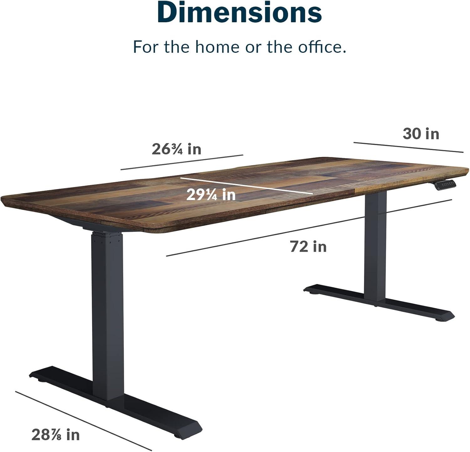 Reclaimed Wood 72" Electric Adjustable Standing Desk with Slate Laminate