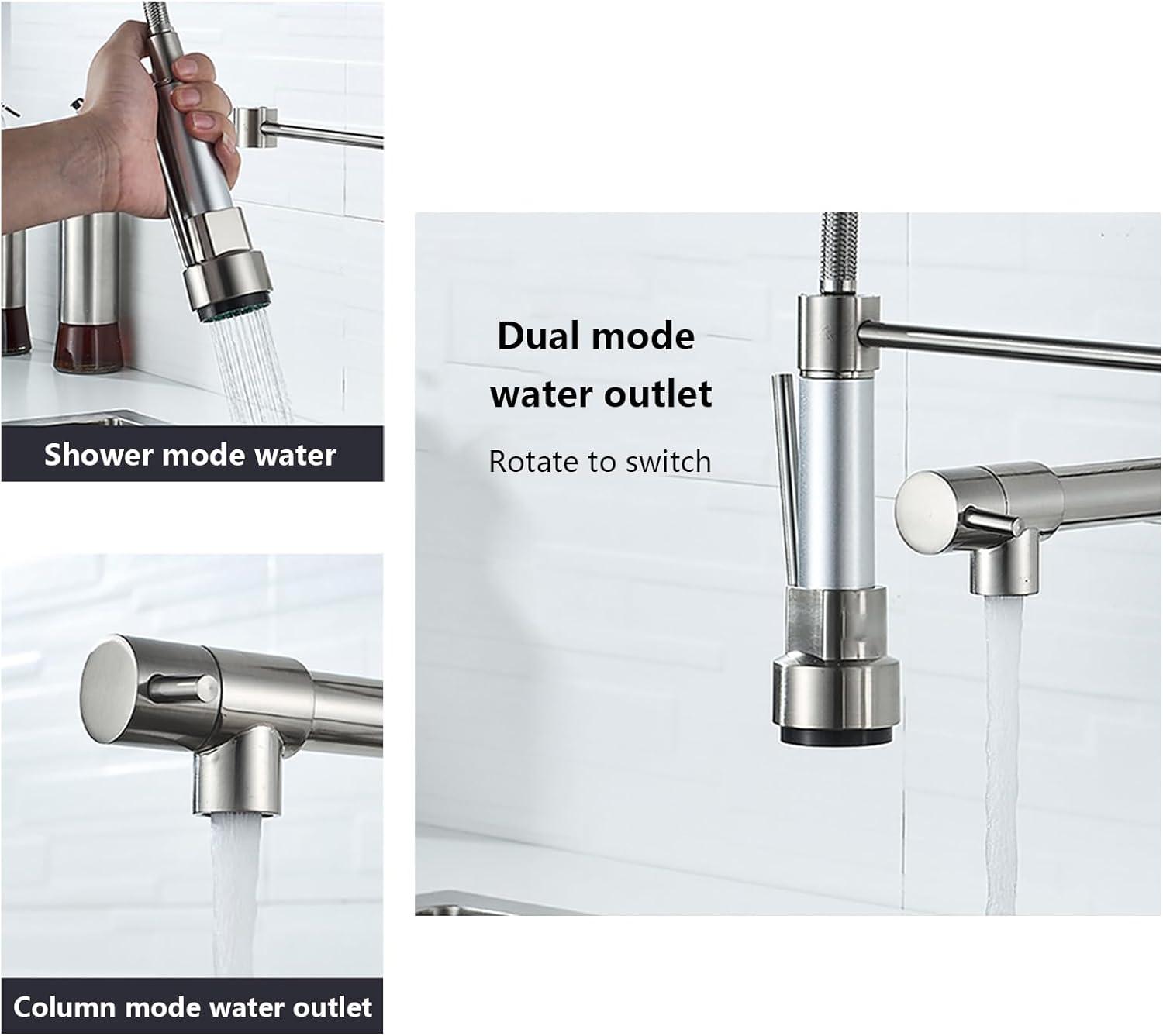 Brushed Nickel Stainless Steel Pull Down Kitchen Faucet