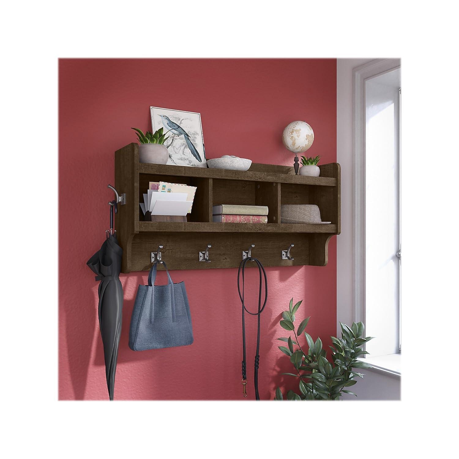 Woodland 40W Wall Mounted Coat Rack in Ash Brown - Engineered Wood