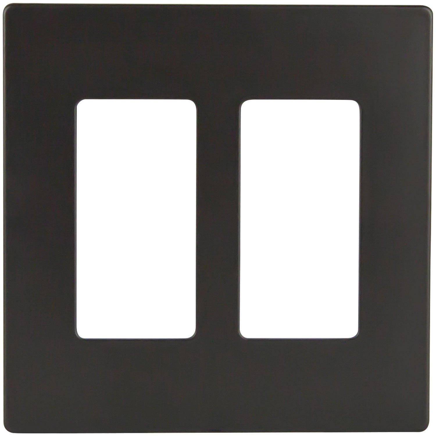 ENERLITES Elite Series Screwless Decorator Wall Plate Child Safe Outlet Cover, Size 2-Gang 4.68" H x 4.73" L, Unbreakable Polycarbonate Thermoplastic, SI8832-DB, Glossy, Dark Bronze