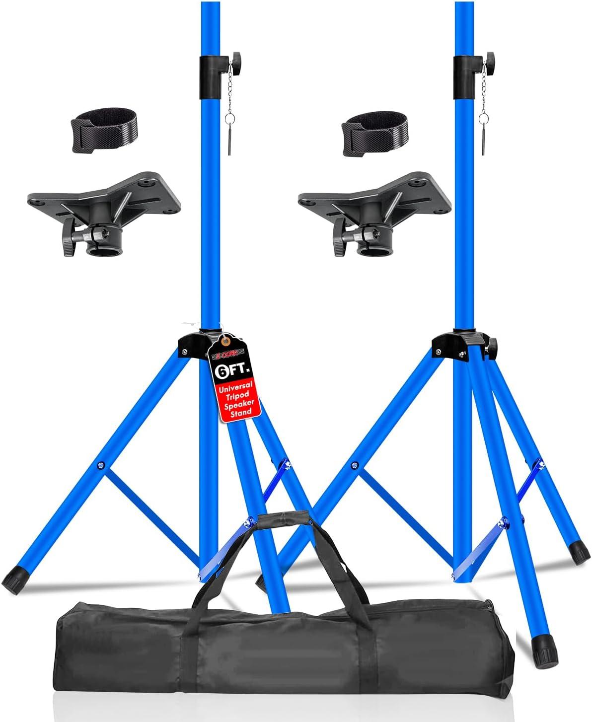 5 Core Speaker Stand Tripod Floor Heavy Duty Adjustable Up to 72 Inch DJ Studio Monitor Stands Pole Mount - SS HD SKY BLU BAG2PCS