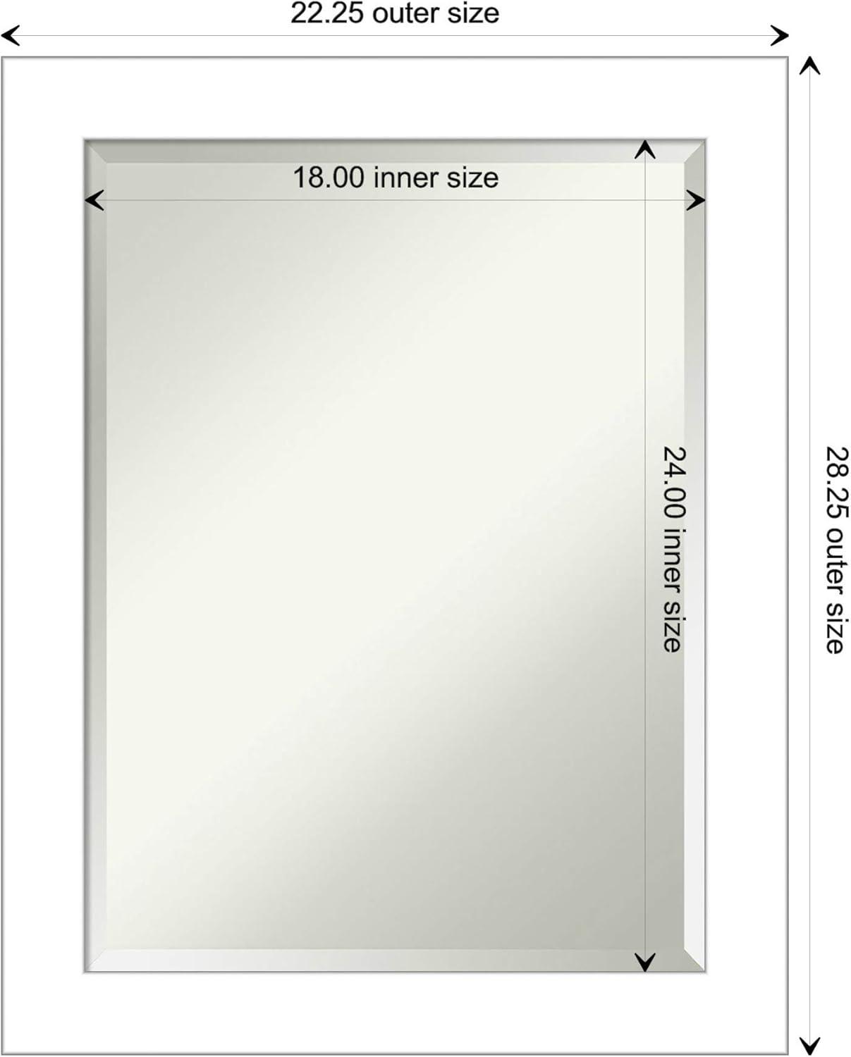 22" x 28" Wedge Framed Bathroom Vanity Wall Mirror White - Amanti Art: Modern, Satin Finish, No Assembly Required