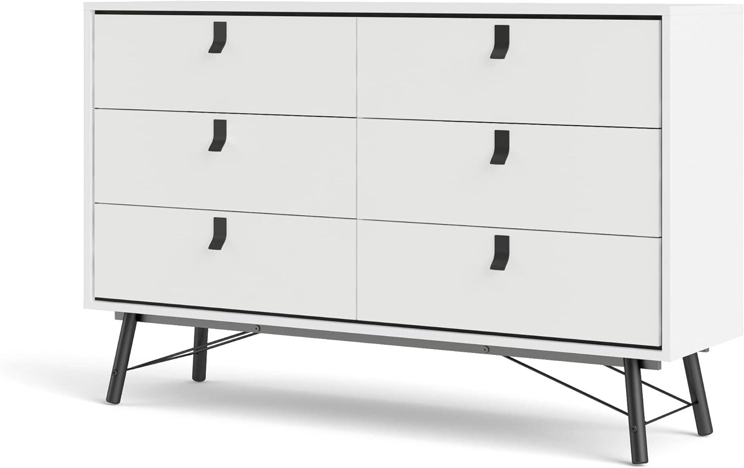 Scandinavian Ry 59'' Matte Black & White Double Dresser with Solid Wood Legs