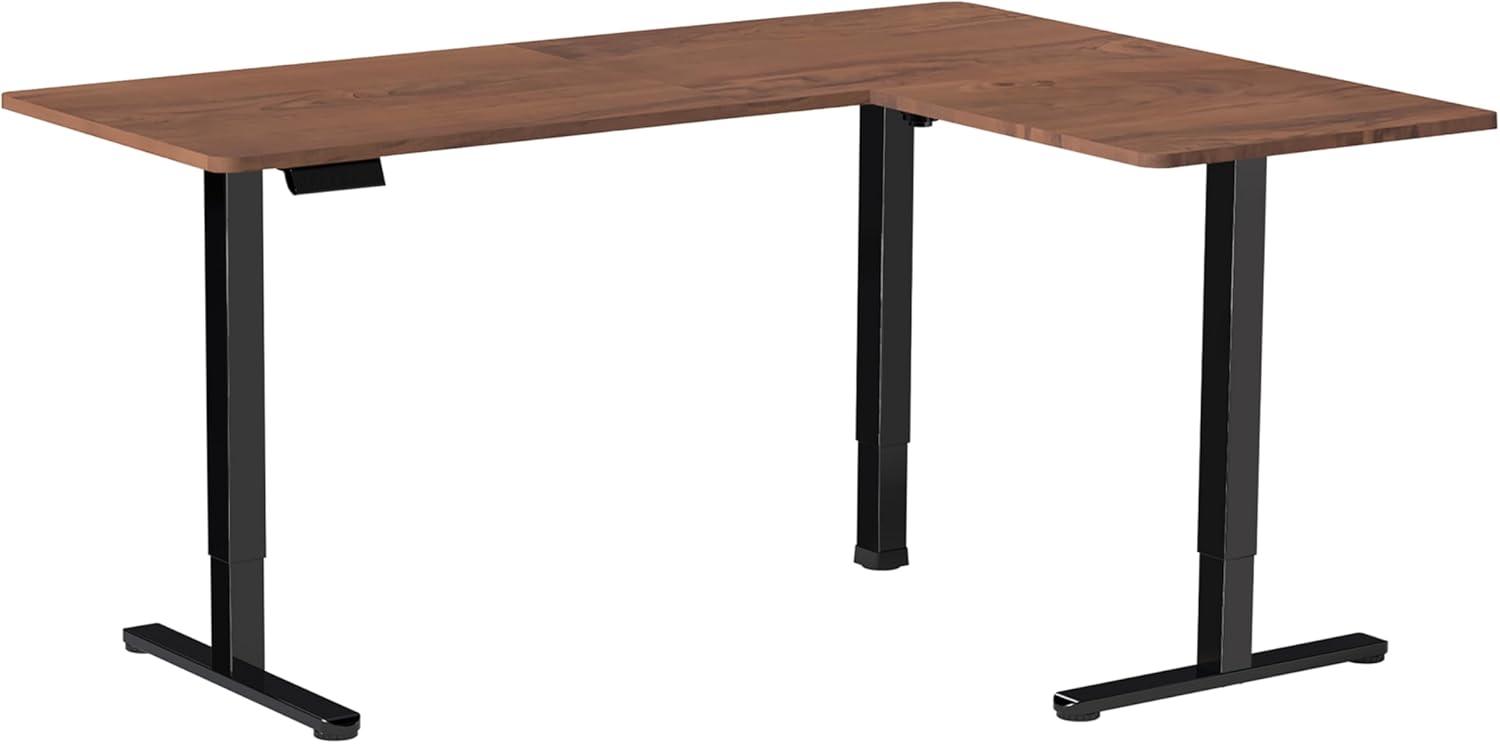 VIVO Dark Walnut / Black Electric 63" x 55" Corner Desk, L-Shaped Workstation