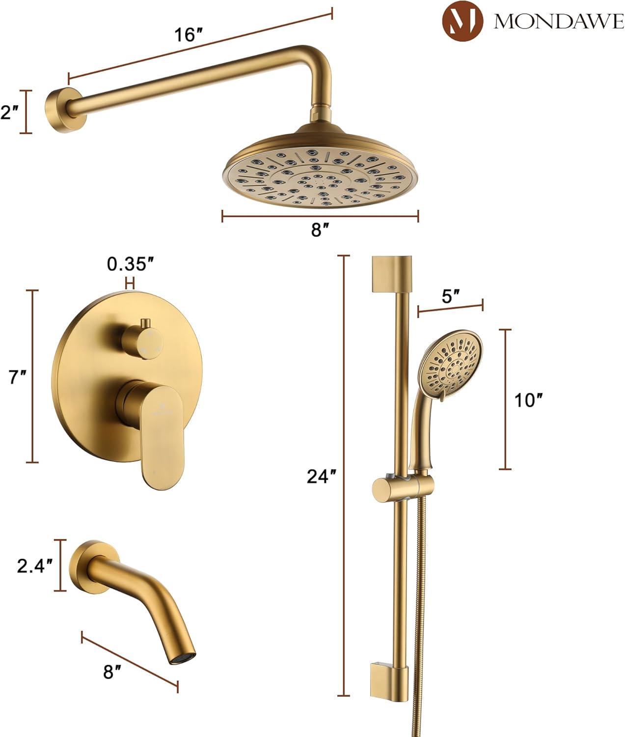 Calliope Wall Mounted 3 Function Retro Shower System with 3 Setting Handheld