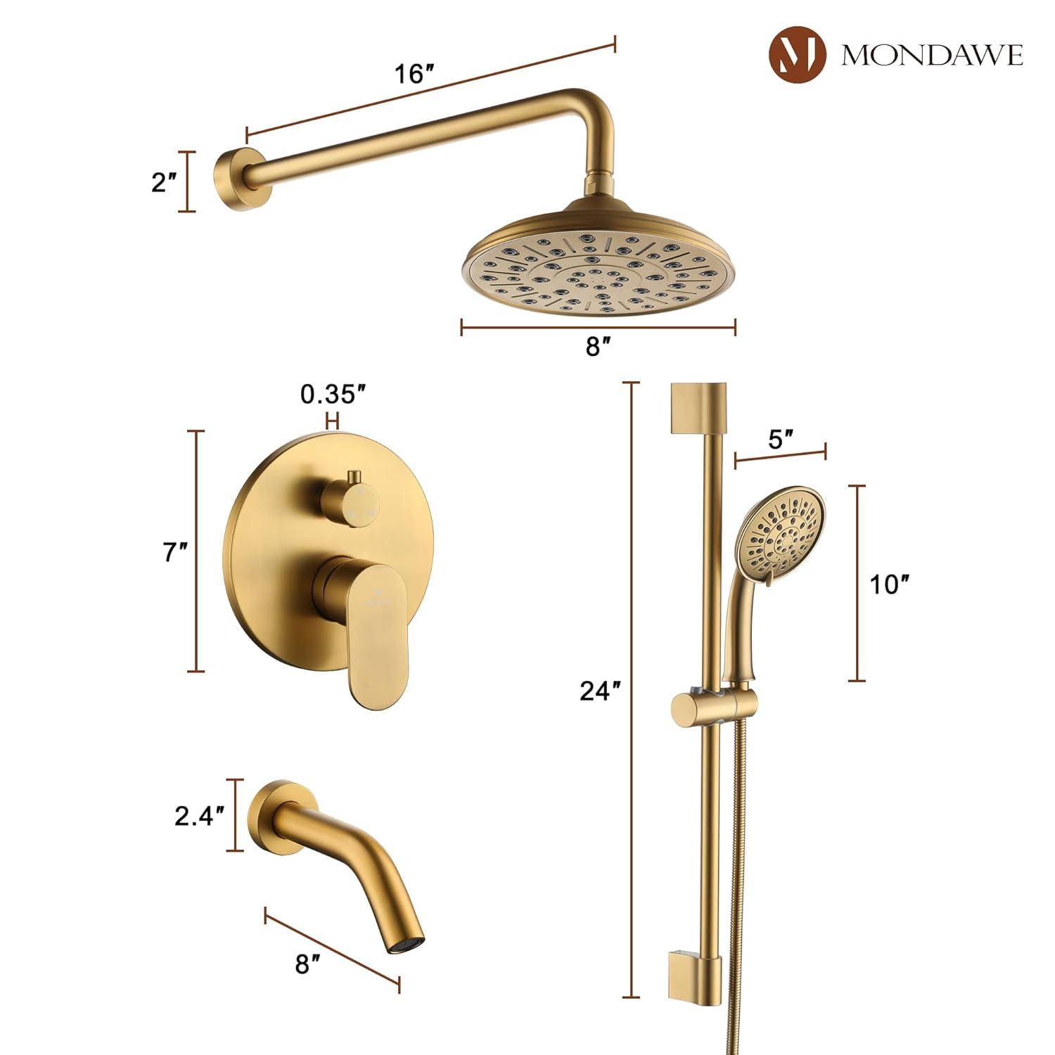 mondawe Calliope Wall Mounted 3 Function Retro Shower System with 3 Setting Handheld MD-A3815-BG3