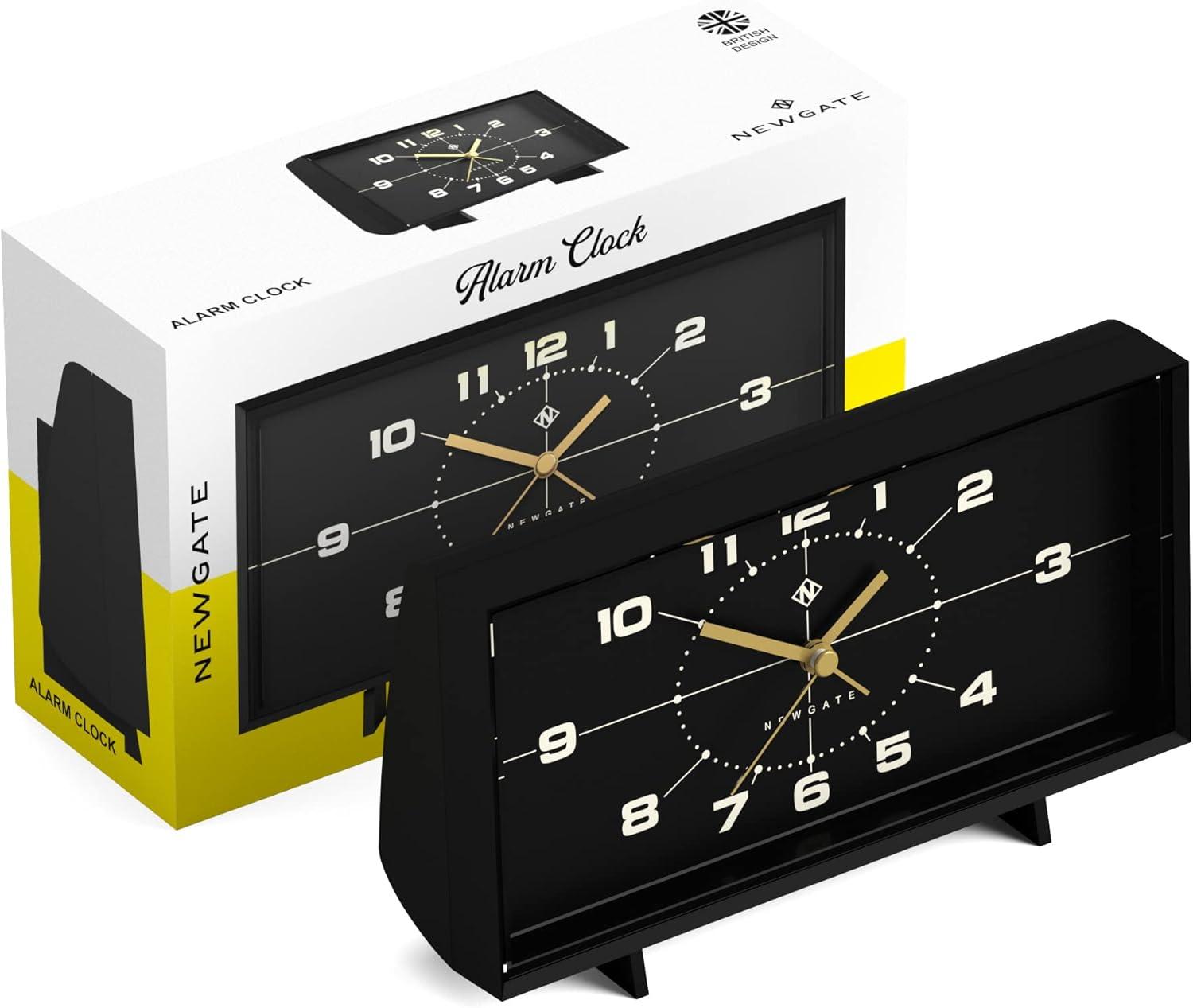 Black Rectangular Acrylic Retro Alarm Clock with Silent Sweep