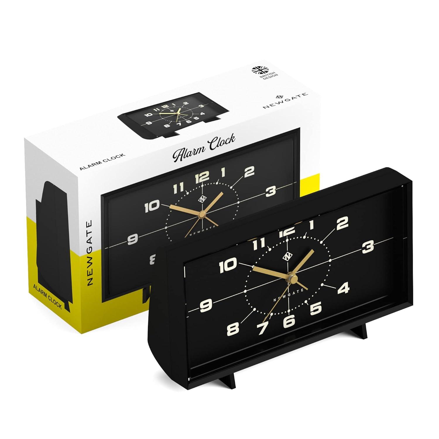 Black Rectangular Acrylic Retro Alarm Clock with Silent Sweep