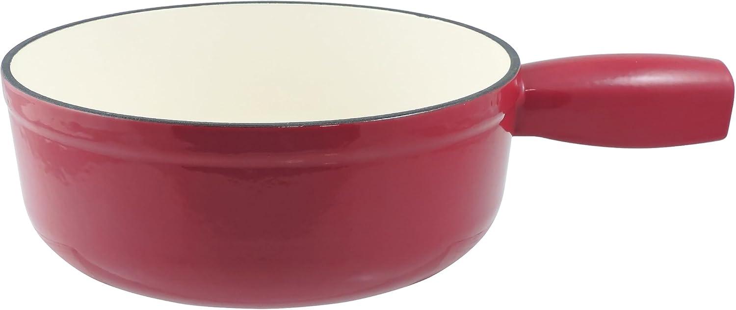 Swissmar Swissmar Lugano 2-Quart Cast Iron Cheese Fondue Set, 9-Piece, Cherry Red