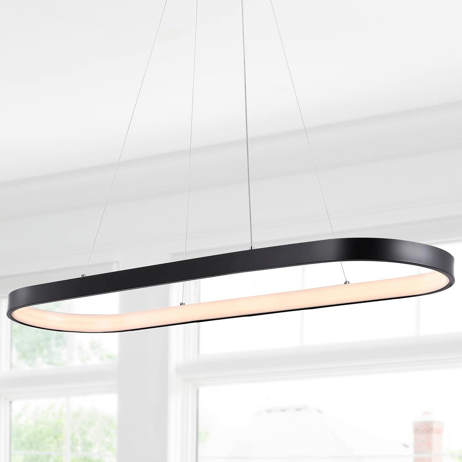 Nolan 38.75" Satin Black Modern Bohemian LED Linear Pendant