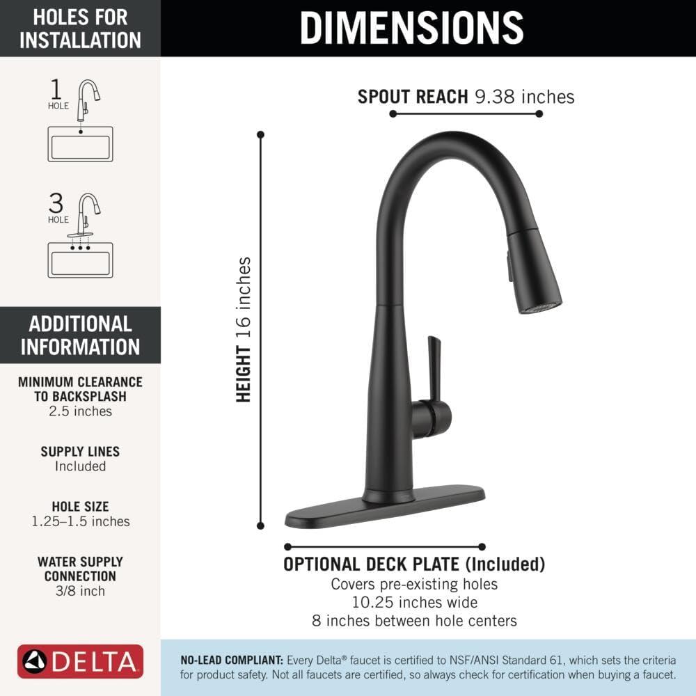 Delta 9113TL-BL-DST Essa Touch2O Kitchen Sink Faucet with Touchless Technology
