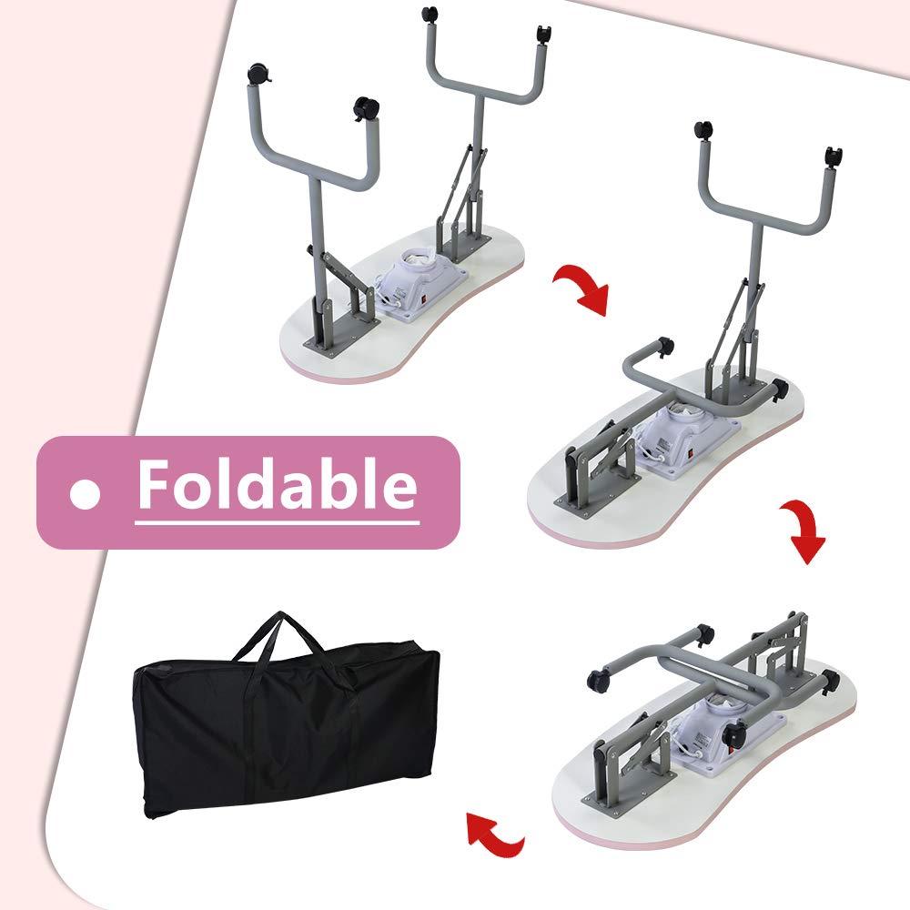 Portable Manicure Table Foldable Nail Desk with Dust Collector Professional Nail Tech Table for Technician Spa Salon Workstation, Client Wrist Pad Carry Bag 4 Lockable Wheels, 36-inch, Pink