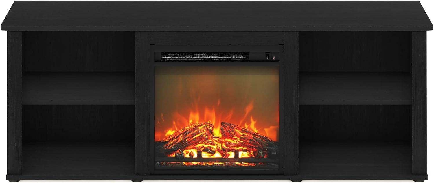 Furinno Classic Fireplace TV Stand Entertainment Console Media Center W/18" Electric Fireplace for TVs up to 60",Americano