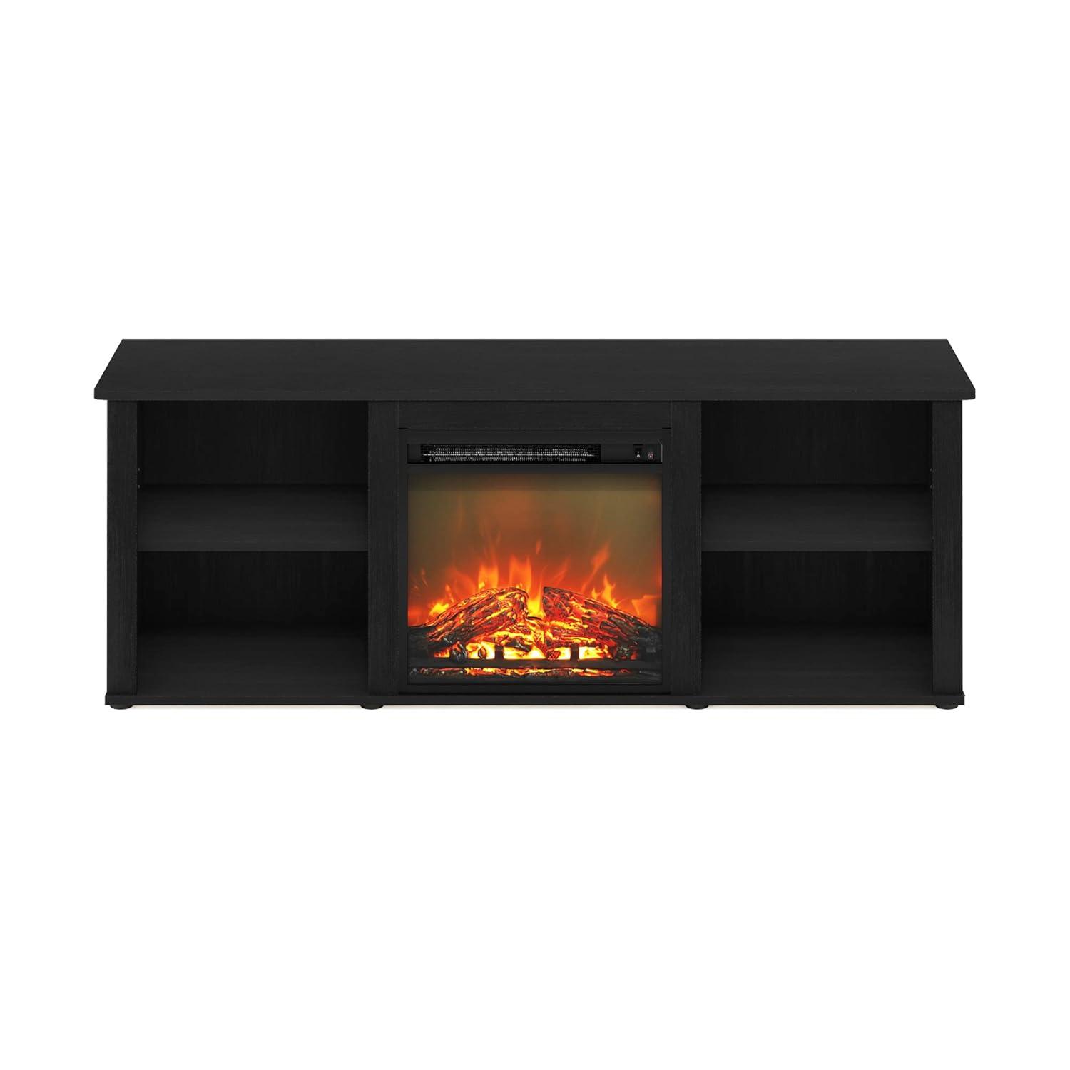 Furinno Classic Fireplace TV Stand Entertainment Console Media Center W/18" Electric Fireplace for TVs up to 60",Americano