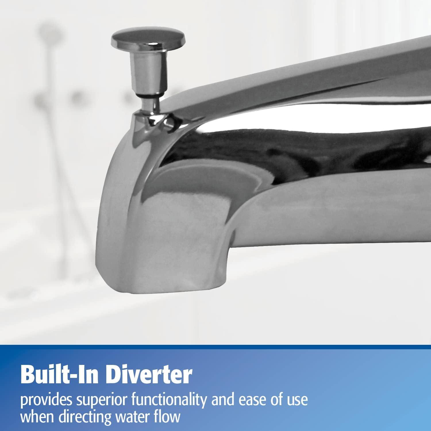 Keeney PP825-35 Universal Tub Spout with Front Diverter, Polished Chrome