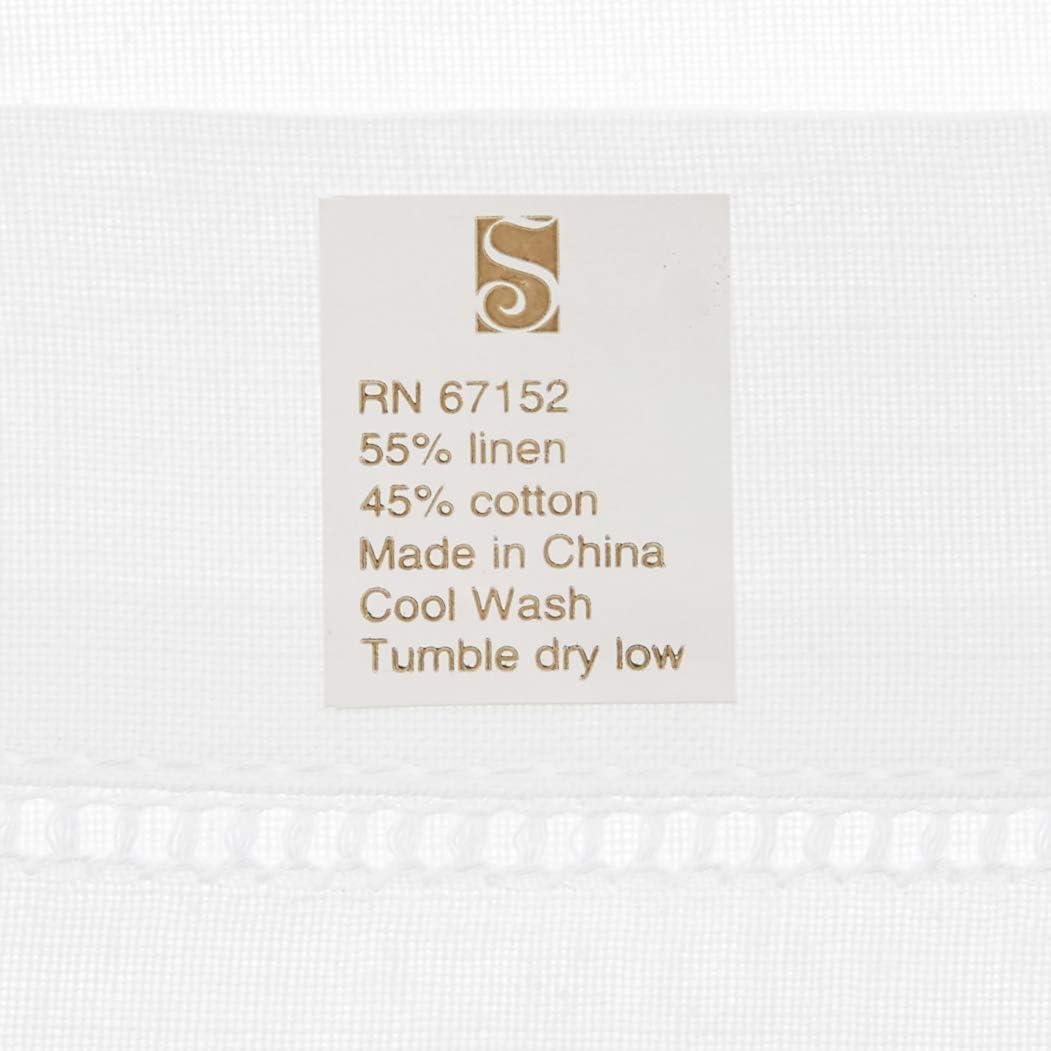 SARO 6100C.W20S 20 in. 24 by 7 Everyday Square Hemstitched Dinner Napkin - White  Set of 4