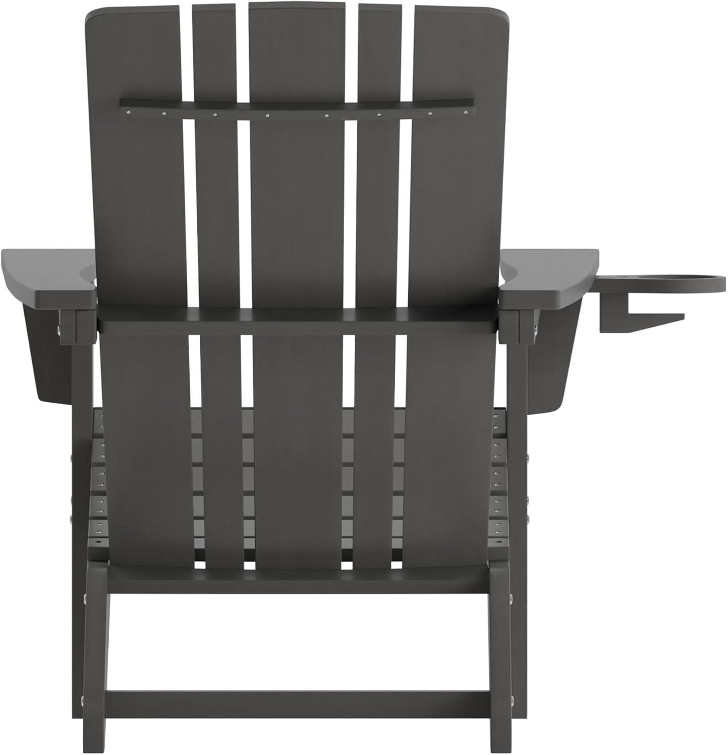 Flash Furniture Halifax Adirondack Chair with Cup Holder, Weather Resistant HDPE Adirondack Chair