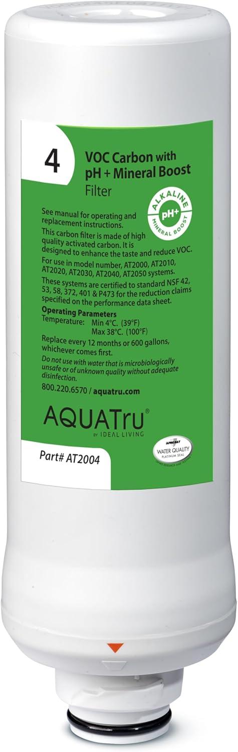 AquaTru Stage 4 Replacement VOC Filter with pH+ Mineral Boost for AquaTru Classic, Connect & Under Sink, 1 Pack