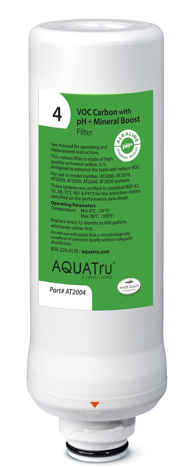 AquaTru Stage 4 Replacement VOC Filter with pH+ Mineral Boost for AquaTru Classic, Connect & Under Sink, 1 Pack