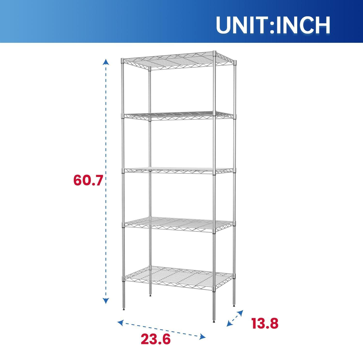 FDW 5 Tier Wire Shelving Unit Heavy Duty Storage Rack Metal Shelf Garage Organizer Wire Rack