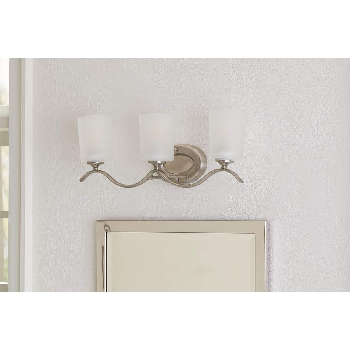 Progress Lighting Inspire 3-Light Wall Light, Brushed Nickel, Etched Glass Shade