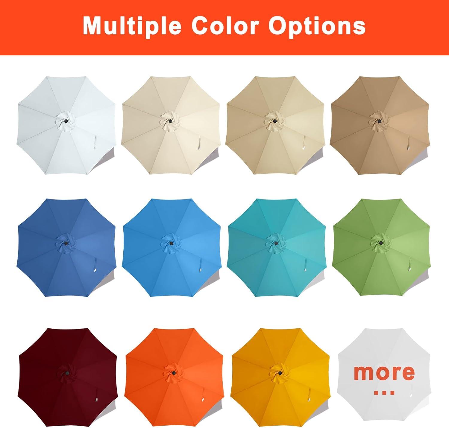 Replacement 9ft Umbrella Canopy - Fits 8-Rib Frames, Creamy White