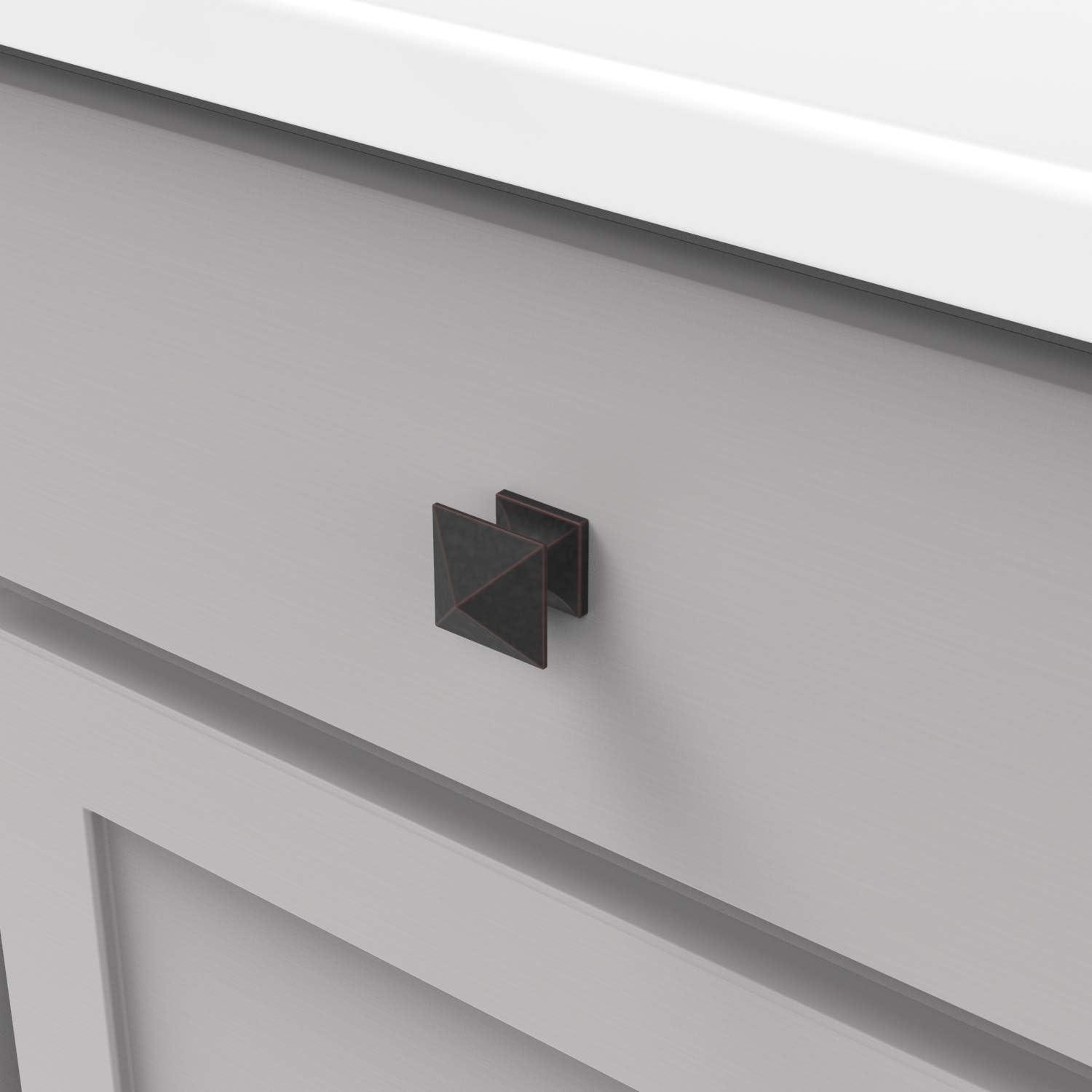 Oil-Rubbed Bronze Square Cabinet Knob with Mounting Hardware