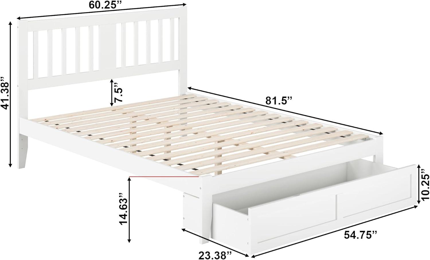 Tahoe Queen Bed with Foot Drawer and USB Turbo Charger in White