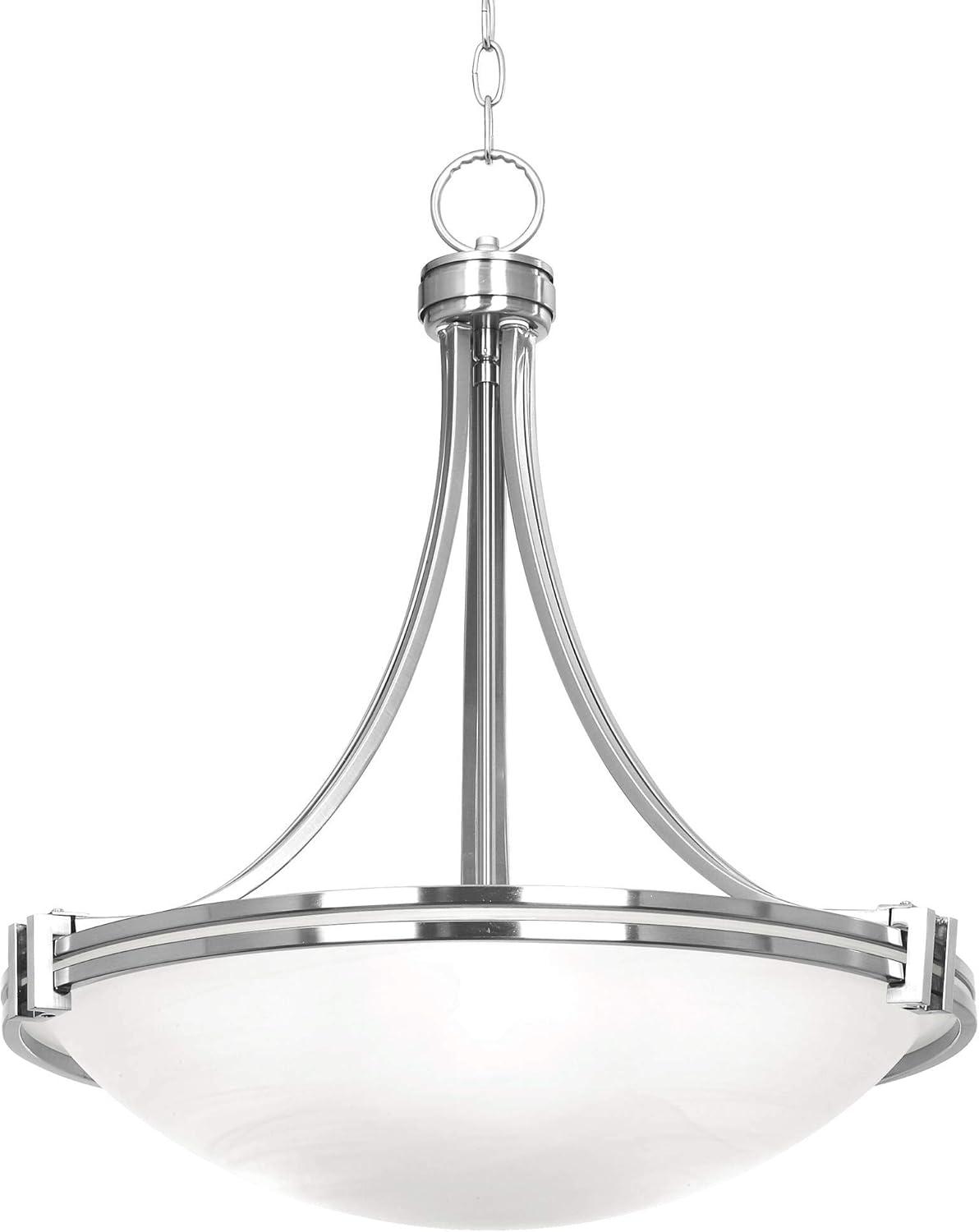 Brushed Nickel Pendant Chandelier with Marbled Glass Bowl