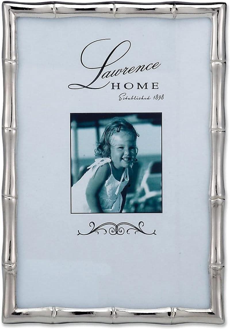 Elegant Silver Metal Bamboo 4x6 Picture Frame for Tabletop or Wall Display