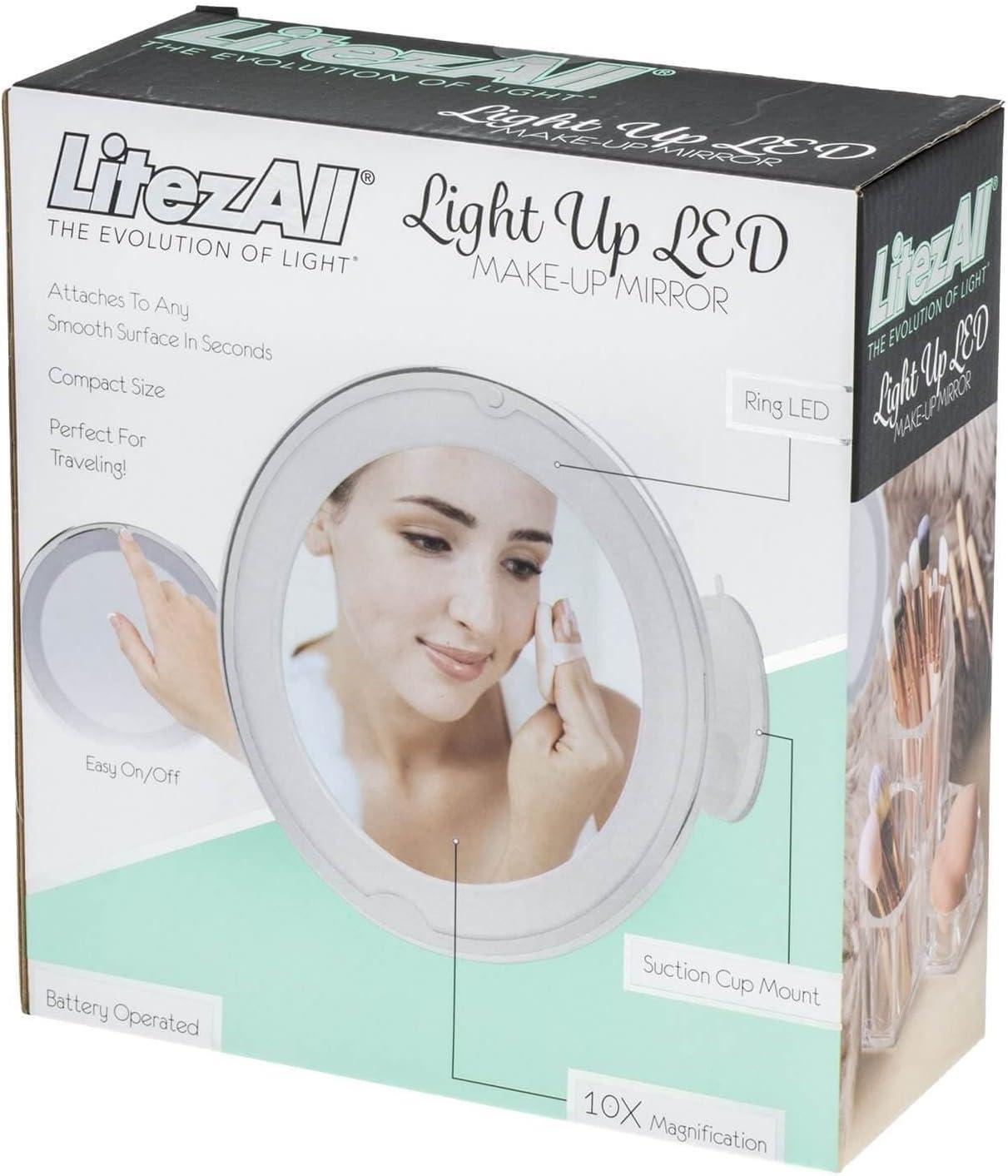 LitezAll Battery Powered Make-Up Mirror with Suction Cup Base