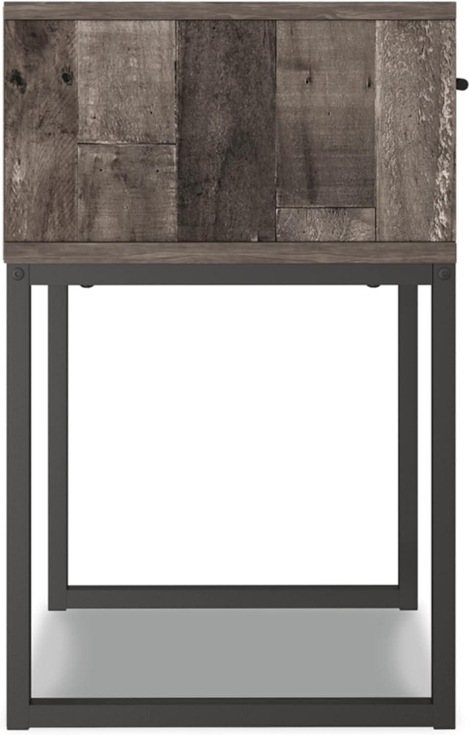 Neilsville Nightstand Black/Gray/Beige - Signature Design by Ashley: Canted Metal Legs, Rustic Finish