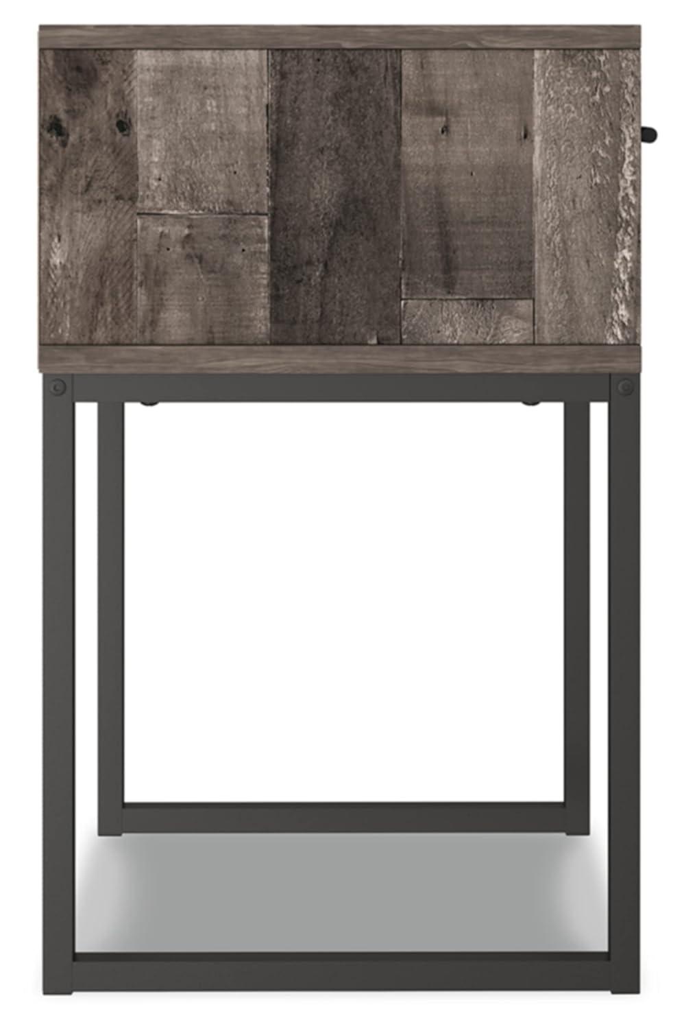 Neilsville Nightstand Black/Gray/Beige - Signature Design by Ashley: Canted Metal Legs, Rustic Finish