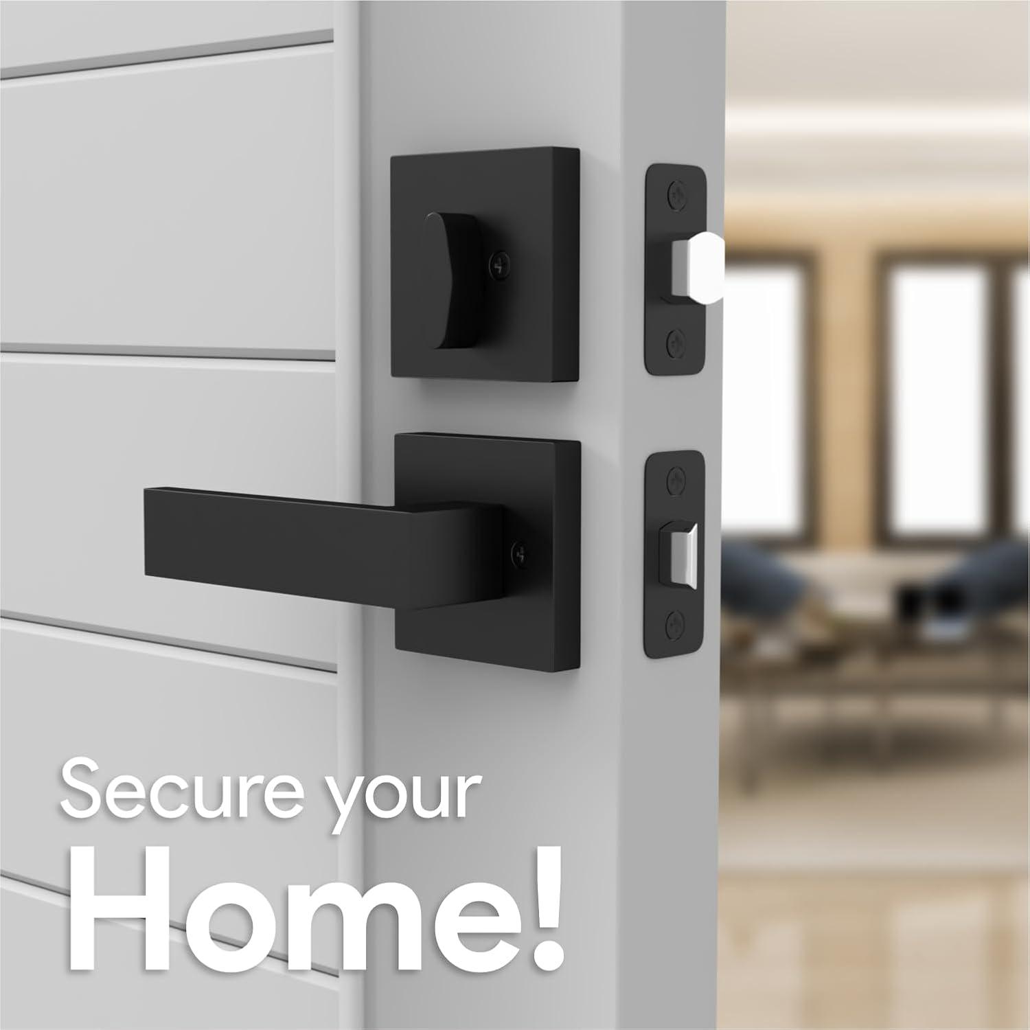 Mega Handles Tobelle Door Handleset | Reversible Entry Lever Door with Single Cylinder Deadbolt for Entrance and Front Door