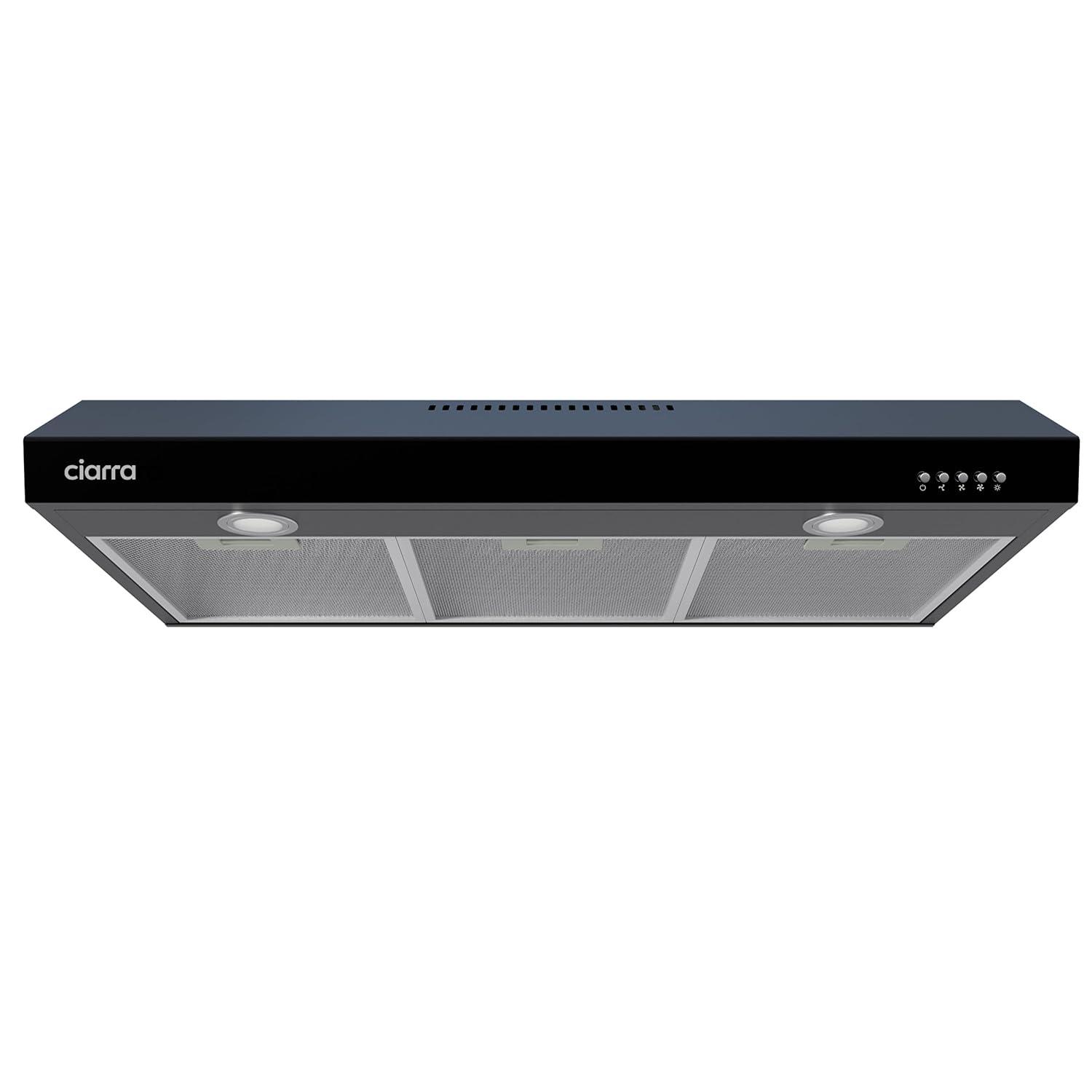 CIARRA Black Range Hood 30 inch Under Cabinet with Ductless Ducted Convertible Slim Kitchen Hood CAB90575