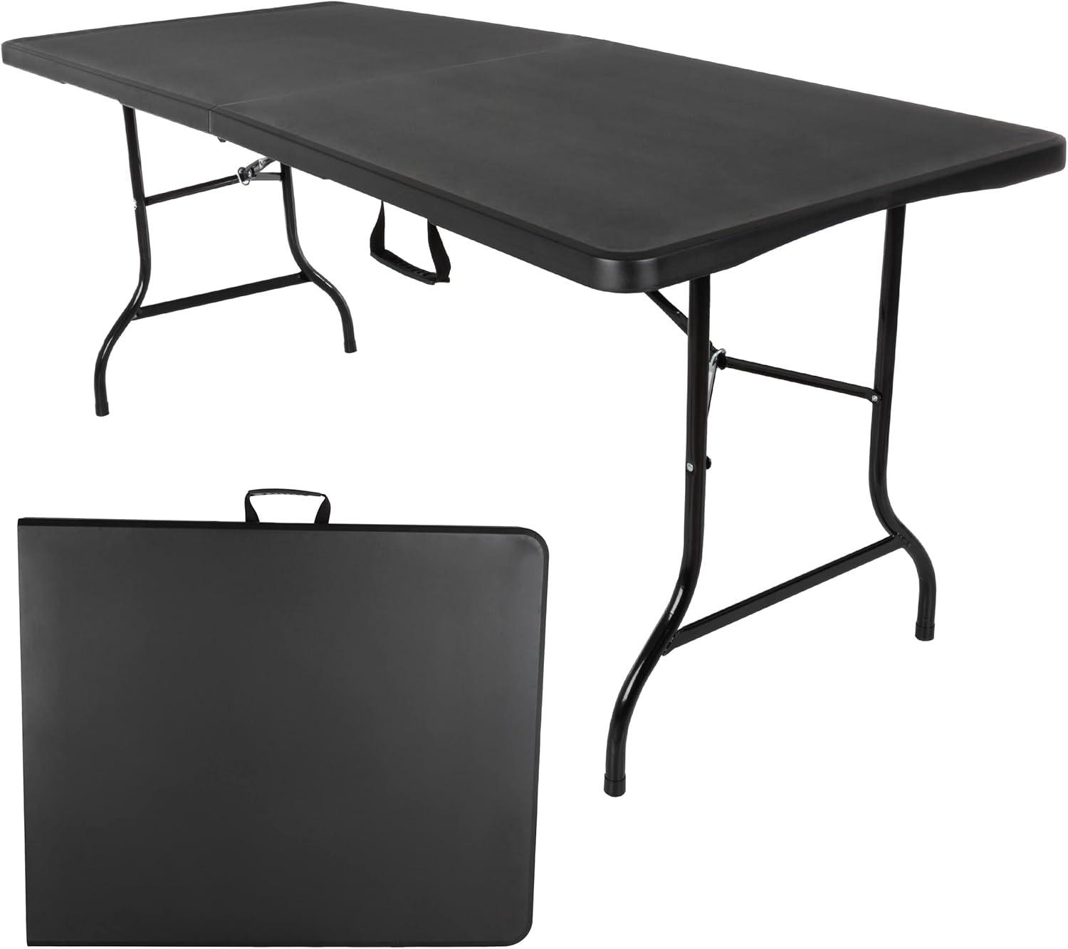 Hasting Home Adjustable Folding Table - Plastic Utility Tabletop