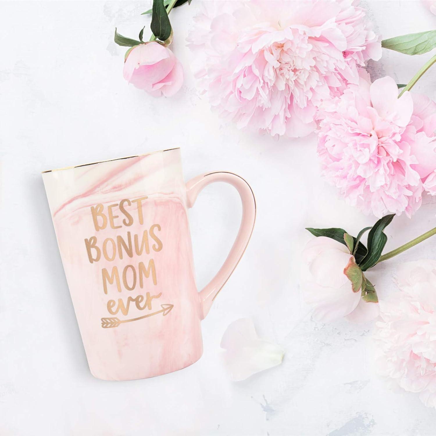 Best Bonus Mom Ever Pink Ceramic Coffee Mug Gift Set