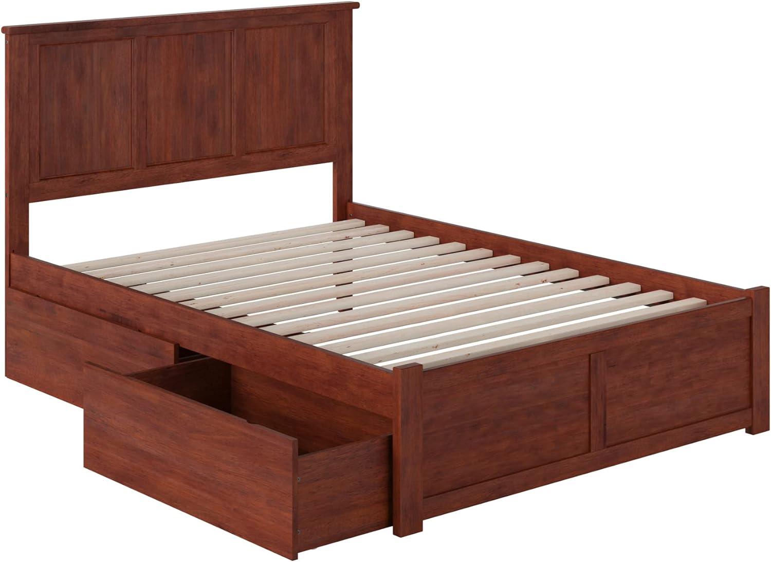 Madison Platform Bed with Flat Panel Foot Board and 2 Urban Bed Drawers in Multiple Colors and Sizes