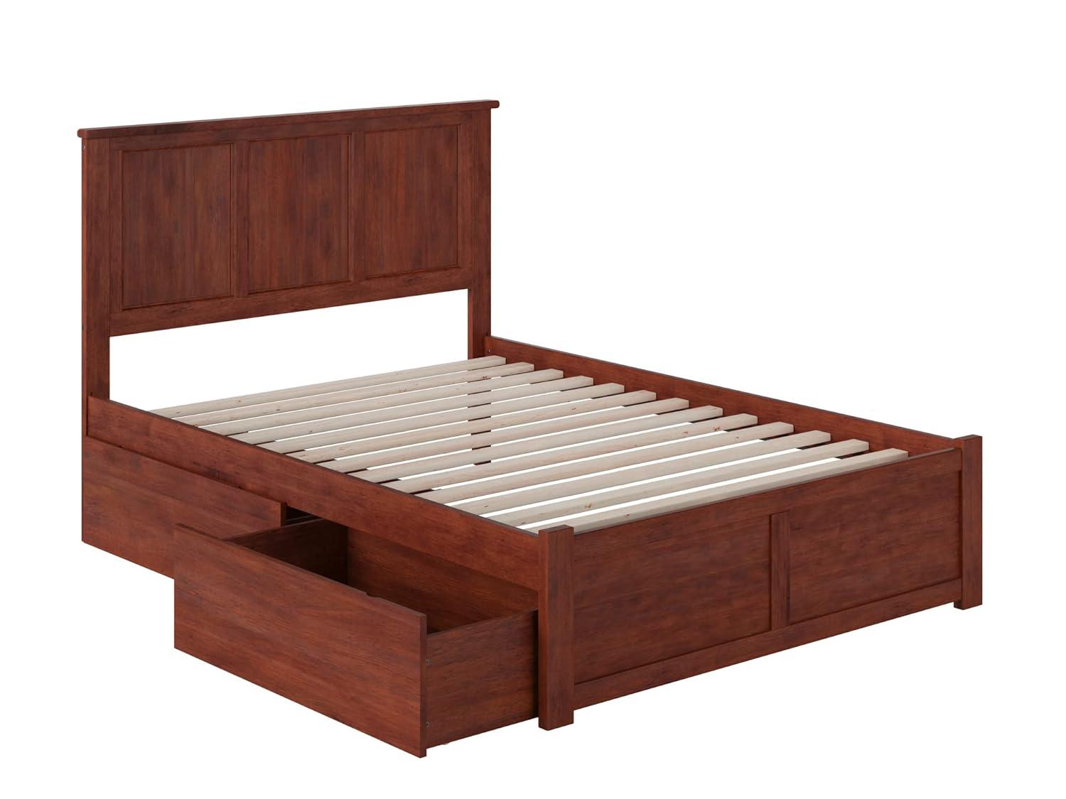 Madison Platform Bed with Flat Panel Foot Board and 2 Urban Bed Drawers in Multiple Colors and Sizes