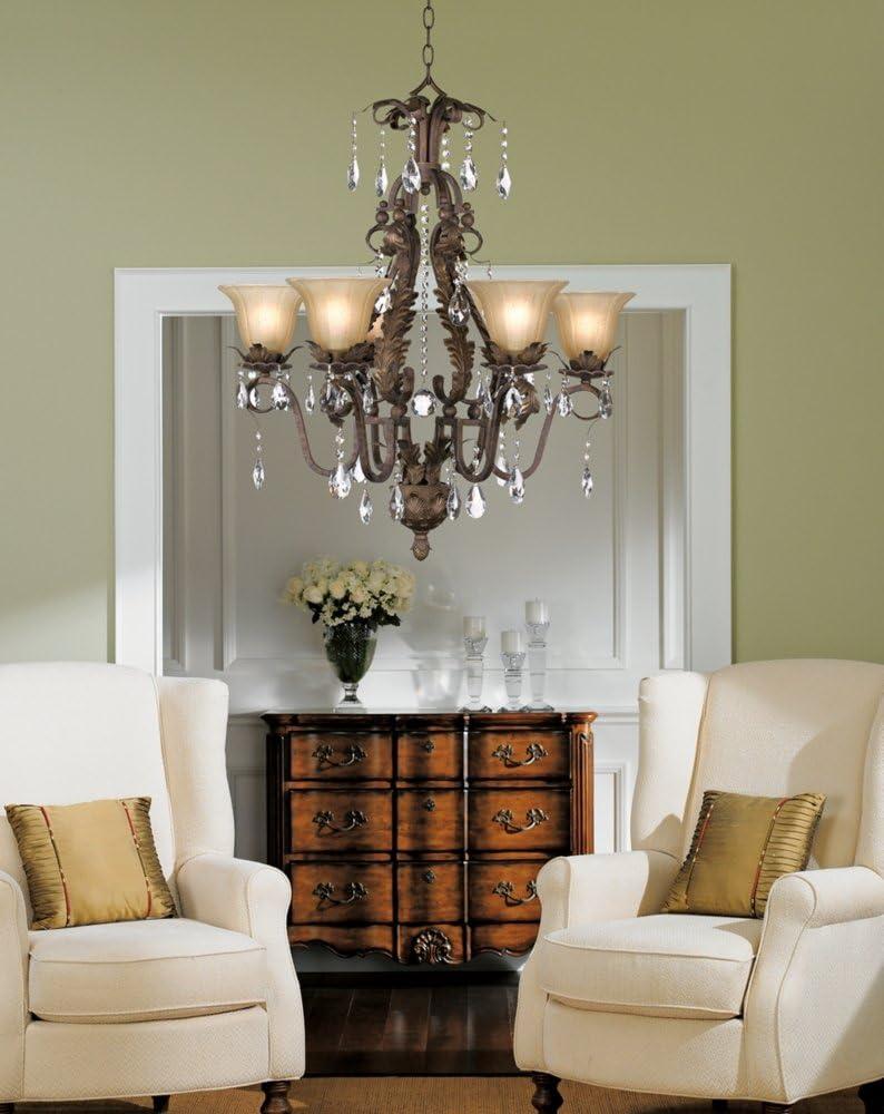 Regency Hill Iron Leaf Roman Bronze Chandelier 29" Wide French Rustic Crystal Cream Glass 6-Light Fixture for Dining Room House Foyer Kitchen Island