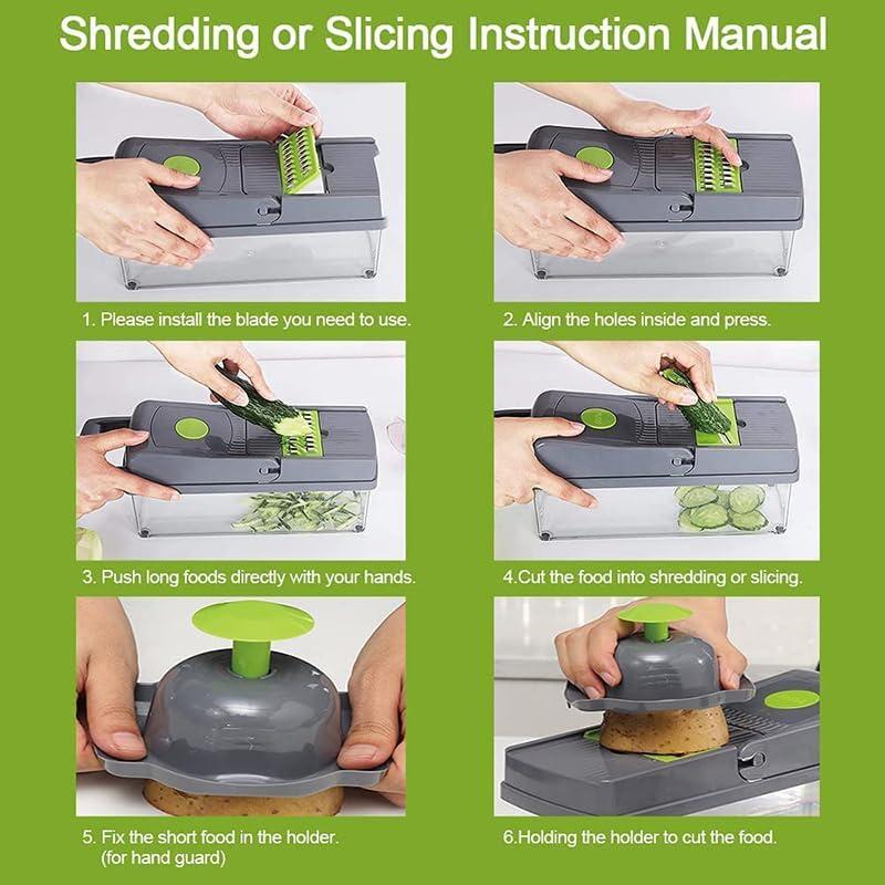 Vegetable Chopper,Pro Onion Chopper,14 in1 Multifunctional Food Chopper,Kitchen Veggie Chopper with 8 Blades,Vegetable Chopper With Container ,Vegetable Slicer Dicer Cutter,Salad,Garlic Chopper