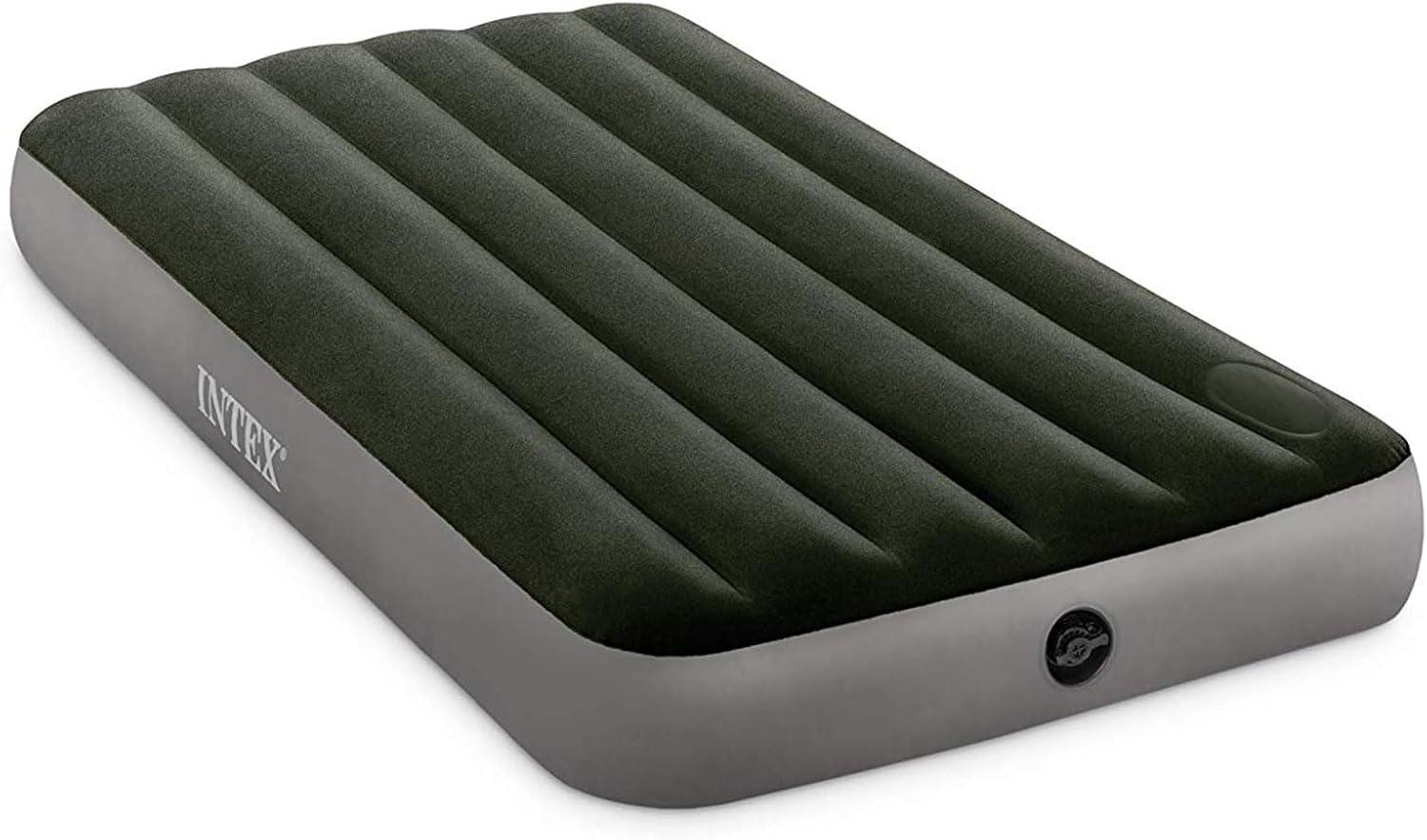 Open Box Intex Gray Standard Dura Beam Downy Air Mattress Built In Pump, Queen