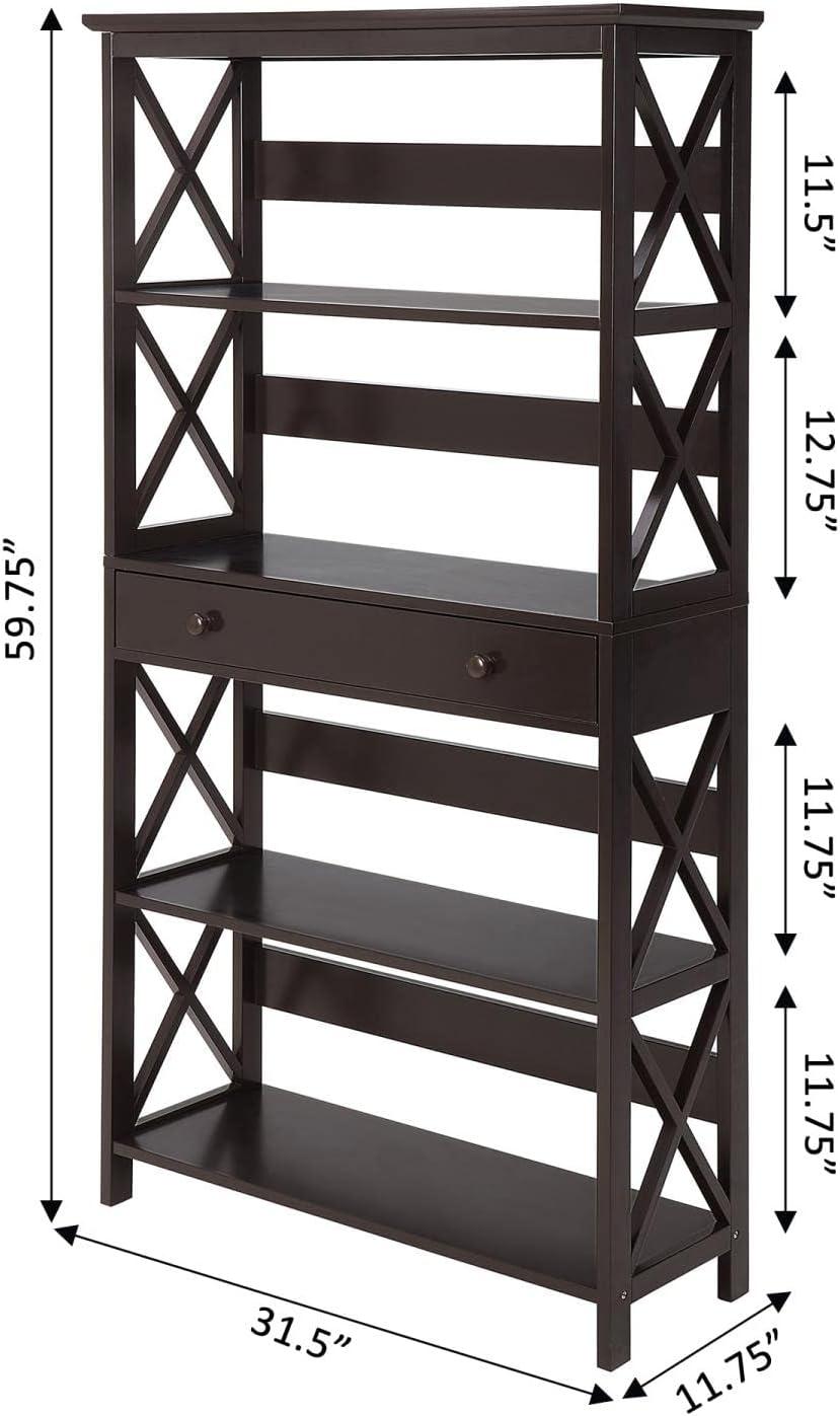 Convenience Concepts Oxford 5-Tier Bookcase with Drawer, Multiple Finishes