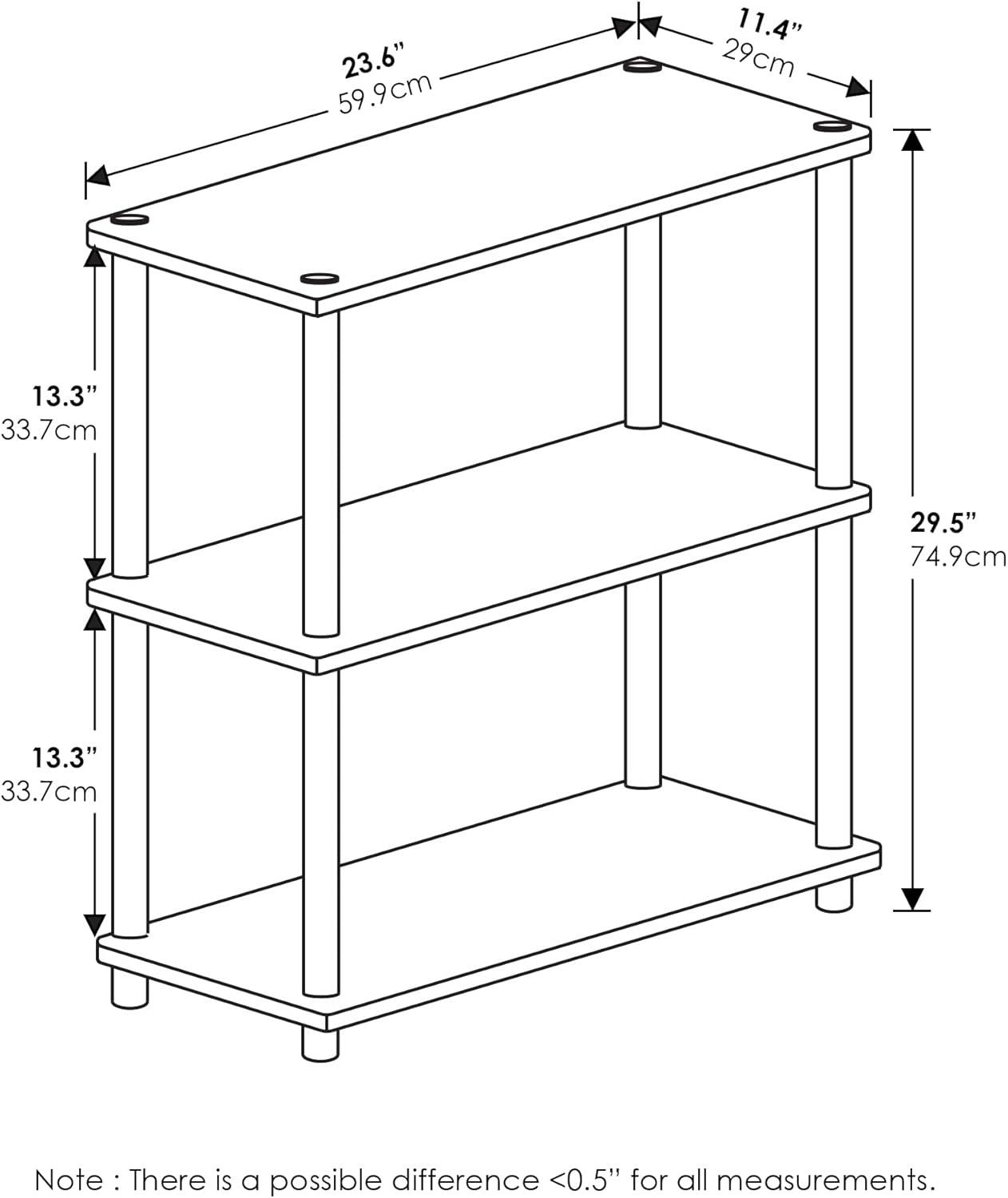 Furinno 3-Tier Industrial Bookcase Compact Bookshlef Multipurpose Open Storage Shelf Display Rack