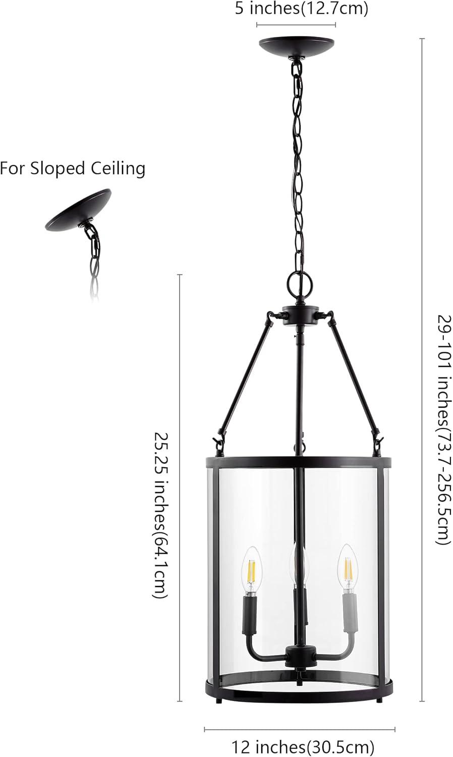 Kinsley 12" 3-Light Industrial Farmhouse Iron/Glass LED Pendant, Oil Rubbed Bronze/Clear